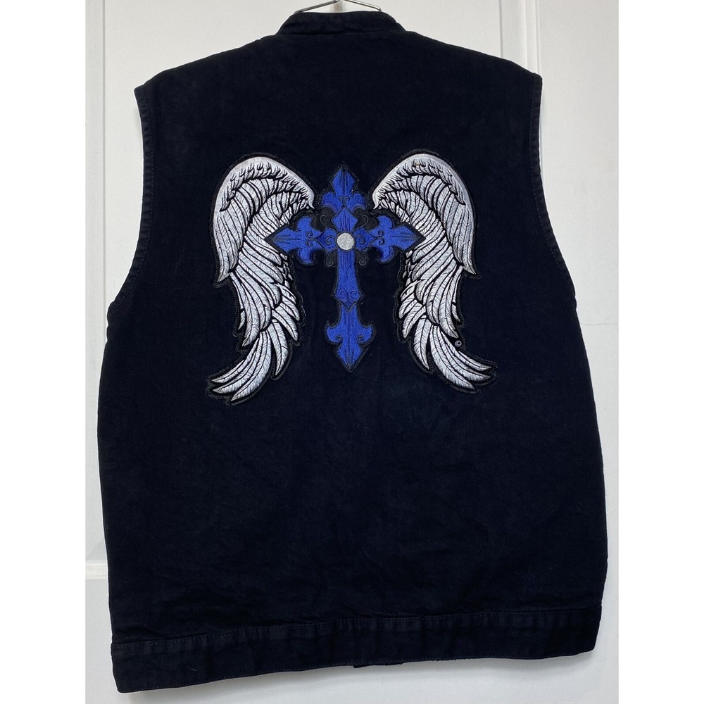 Milwaukee Performance Vest Men's L Black Concealed Carry Denim Blue Cross Wings